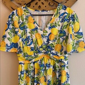 SHEIN Floral Print Dress with Blue and Green Accents size XL (12-14)